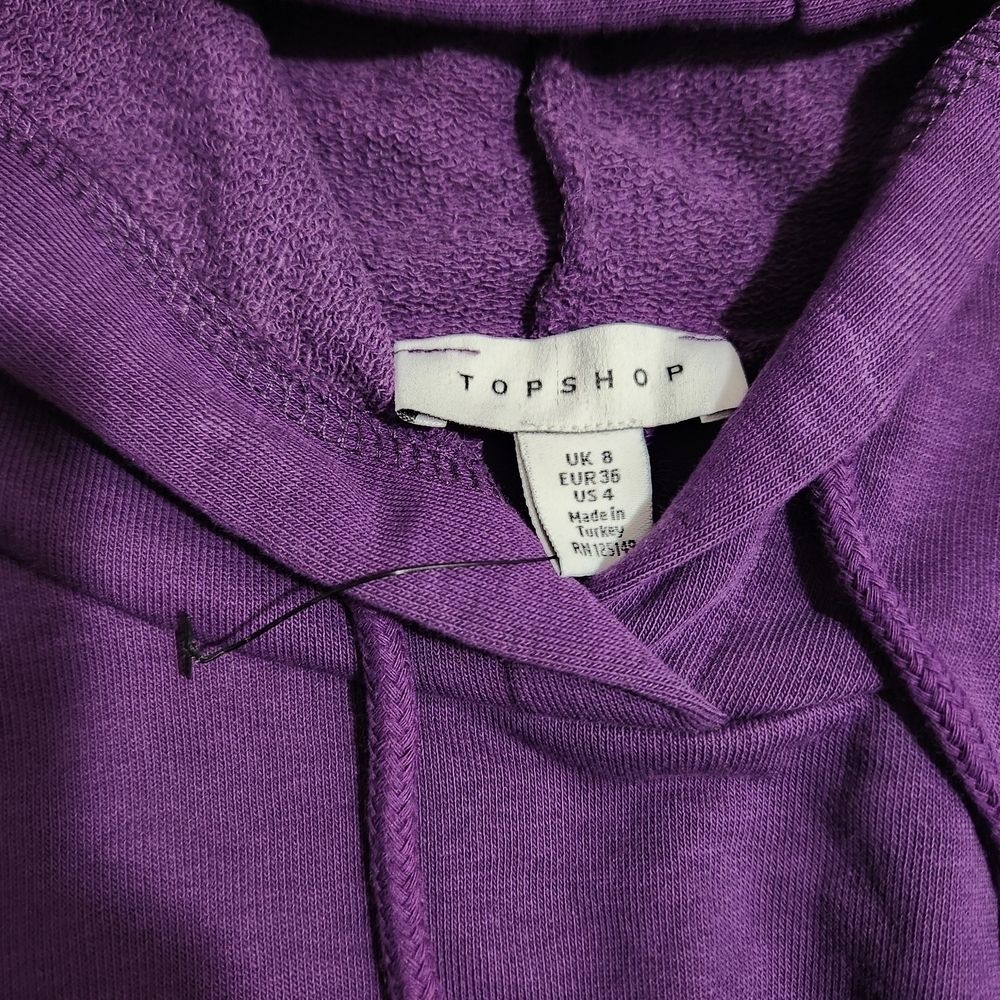 Topshop Purple Cropped Hoodie - Picture 4 of 5